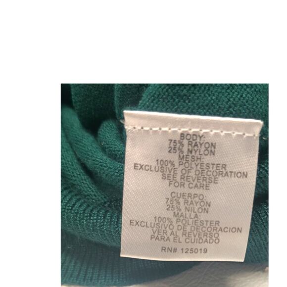 Joseph A Evergreen Crew Neck Sweater with Chiffon Embroidered Overlay Sleeves XL - Picture 6 of 9